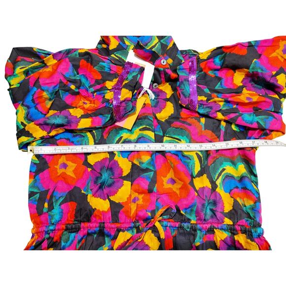 NWT Briton Court Eva Maxi Dress Floral Multicolor Cinched Waist Rayon Womens SM - Picture 6 of 6